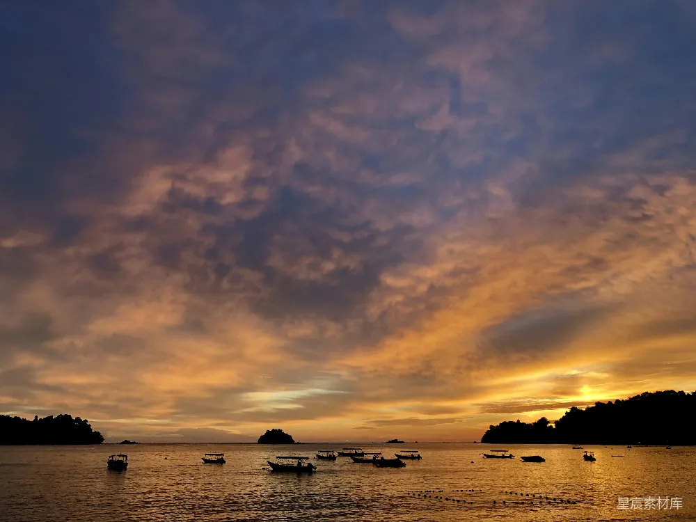 高清摄影 日落 海景 宁静 自然 美景 日落时分的宁静海景