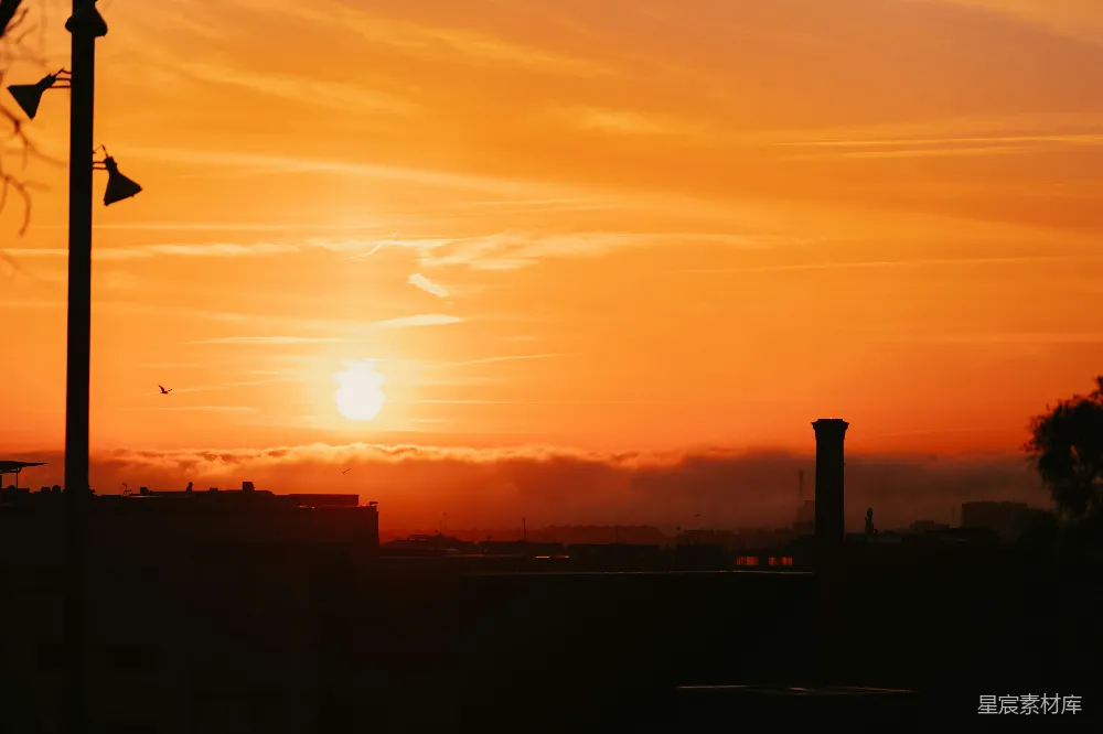 高清摄影 日落 城市 剪影 自然 风景 城市日落剪影