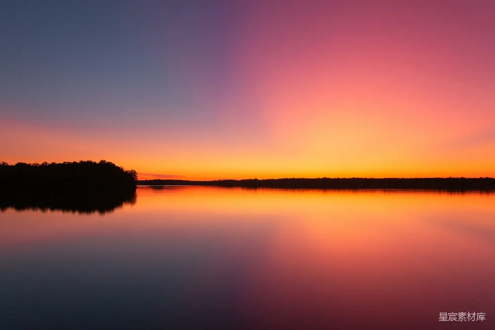 高清摄影 日落 宁静 湖畔 自然 风景 湖畔日落的宁静
