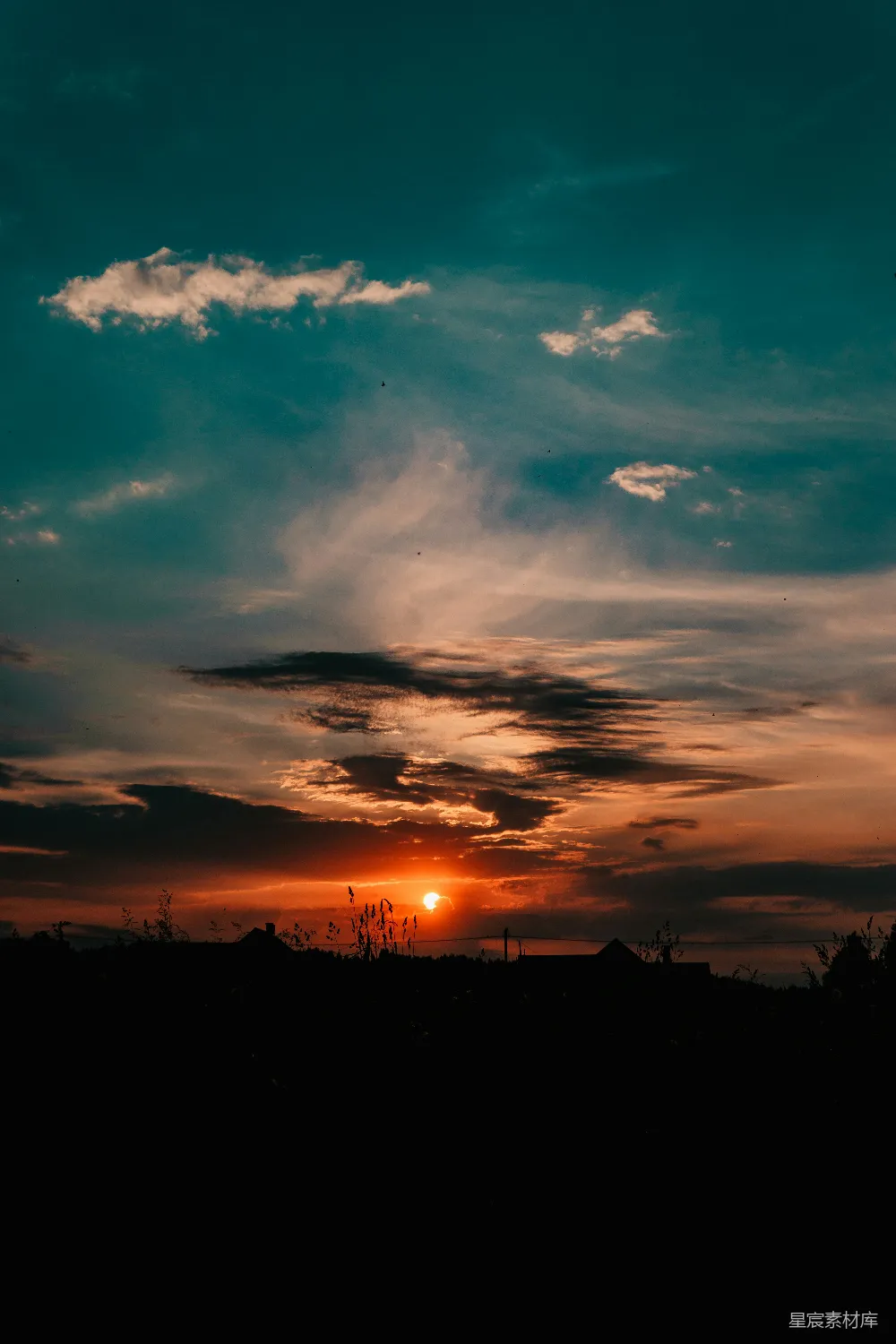 高清摄影 夕阳西下，乡村的宁静时光