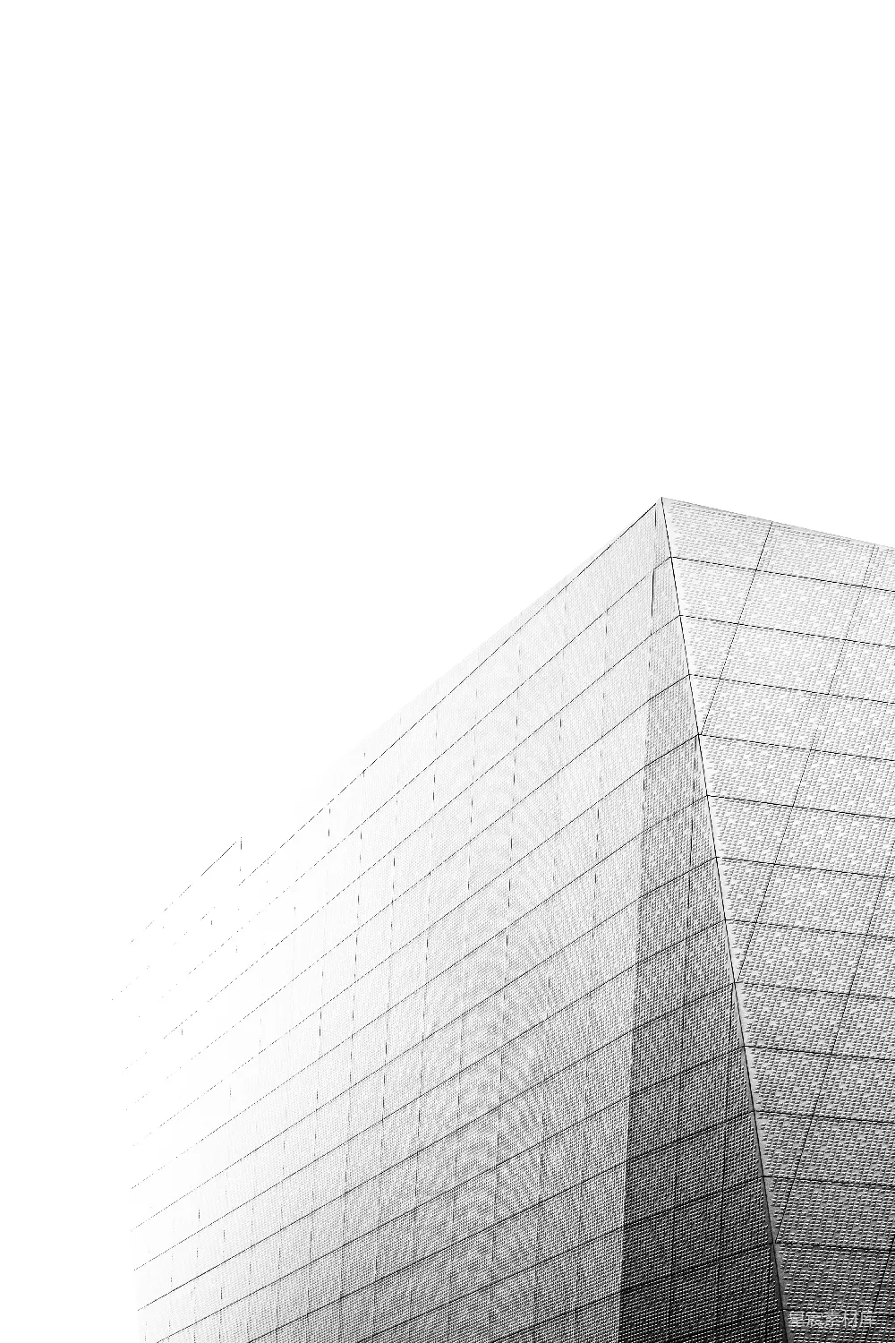 这张图片展示了现代建筑中的几何线条美。通过黑白对比，强调了建筑物的结构和线条，给人一种简洁、现代的感觉。适合用于建筑设计、城市规划或现代美学的展示。