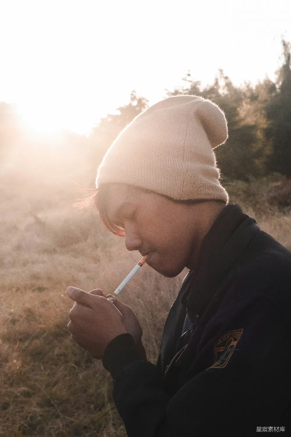 高清摄影 早晨 自然 思考 静谧 晨雾 晨光下的思考者