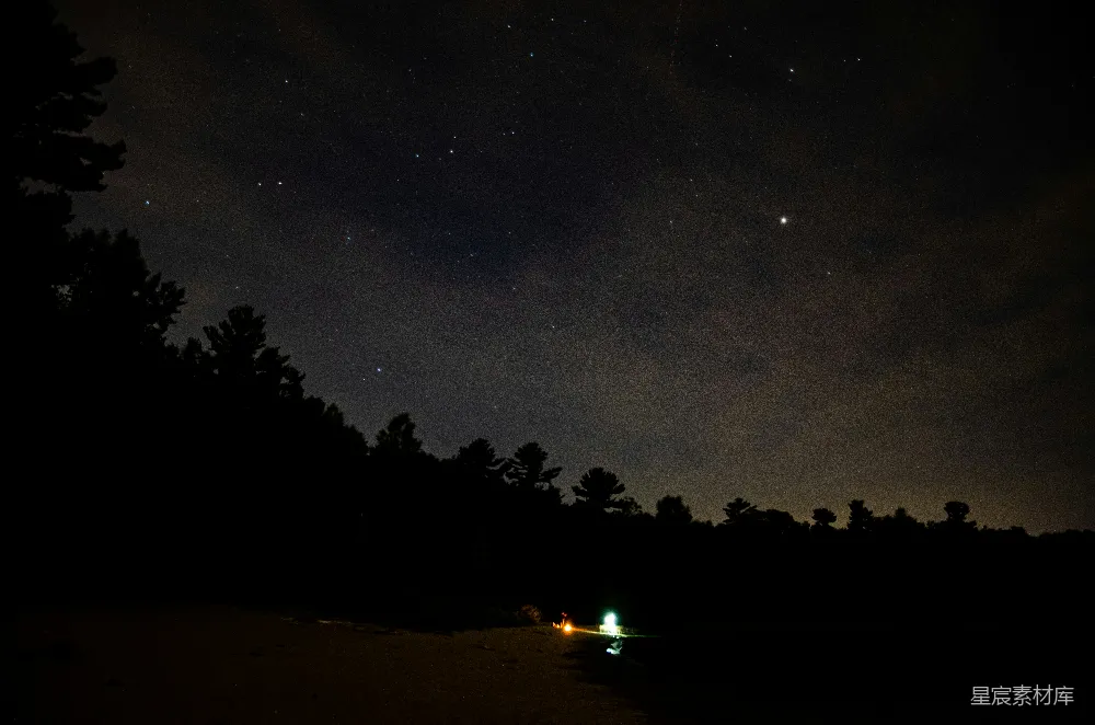 高清摄影 夜晚 露营 星空 自然 宁静 星夜下的森林露营