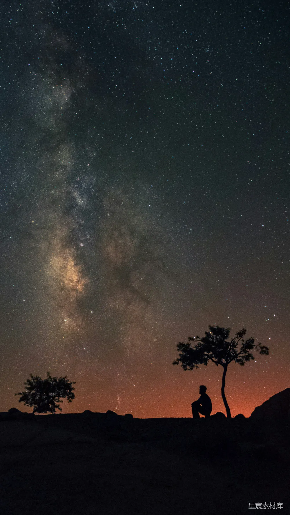 高清摄影 星空 剪影 自然 宁静 星空摄影 夜空下的星河与剪影