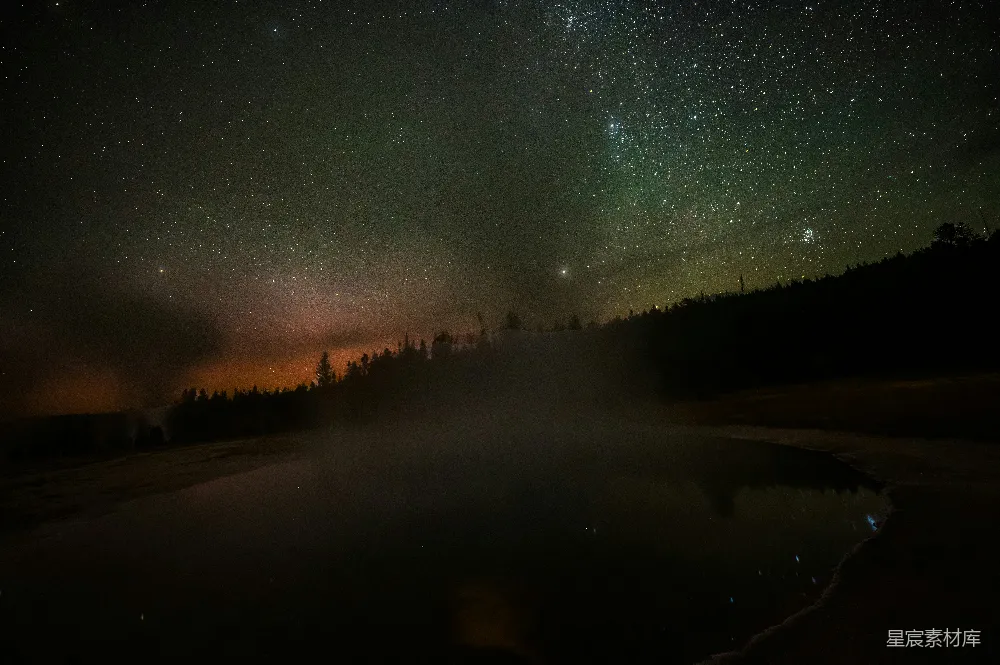高清摄影 夜景 星空 自然 宁静 摄影 星空下的宁静湖畔