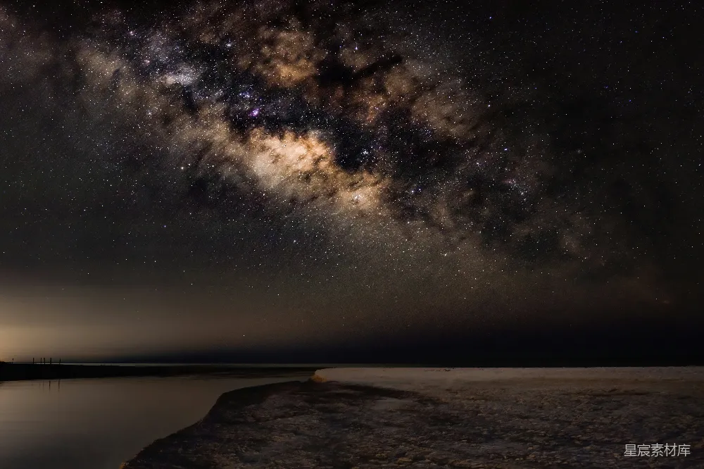 高清摄影 夜空 银河 湖景 宁静 星空 银河下的宁静湖景