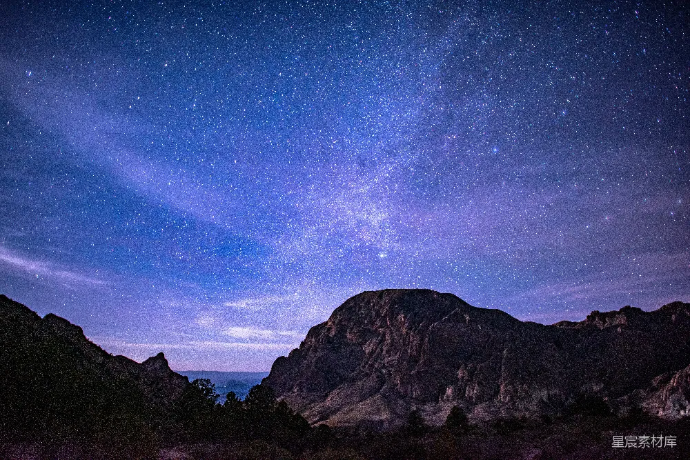高清摄影 夜景 星空 山脉 宁静 自然 星空下的山峰