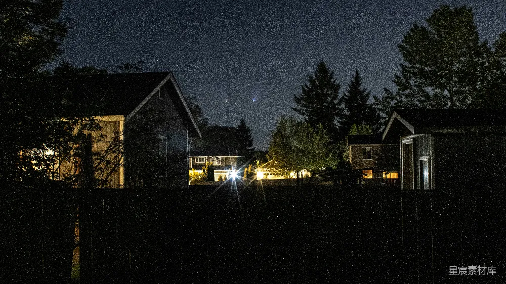 高清摄影 夜景 住宅区 宁静 灯光 树 夜幕下的宁静住宅区