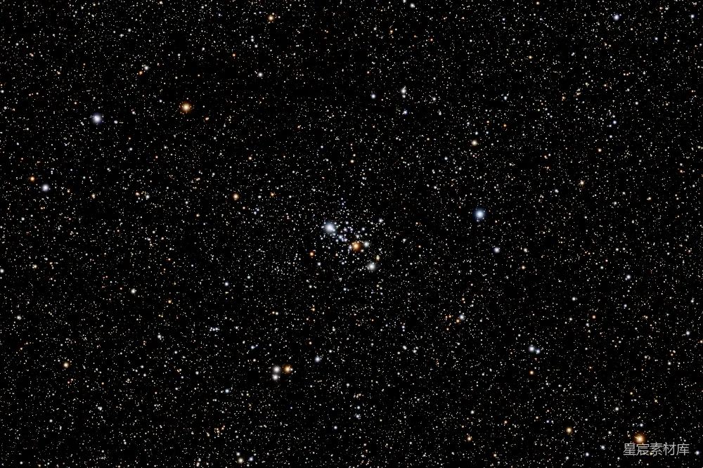 图片展示了一个名为M32的星团，位于夜空中。M32是一个位于室女座的球状星团，由成千上万颗恒星组成，呈现出璀璨的白色与黄色光芒。它位于银河系中，是研究恒星演化和银河系结构的重要天体。