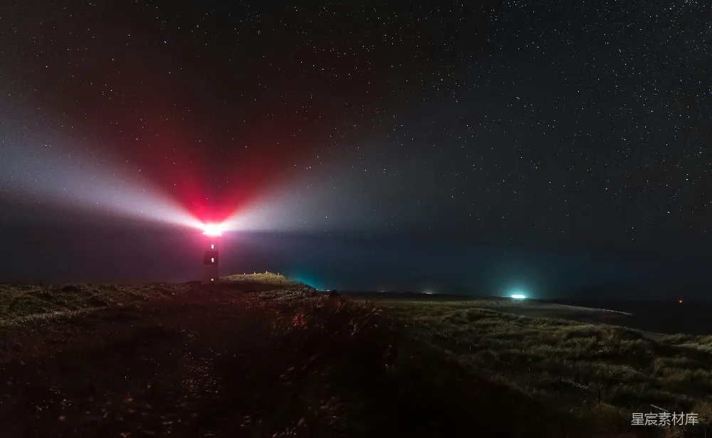 高清摄影 灯塔 夜景 星空 自然风光 宁静 夜空下的灯塔