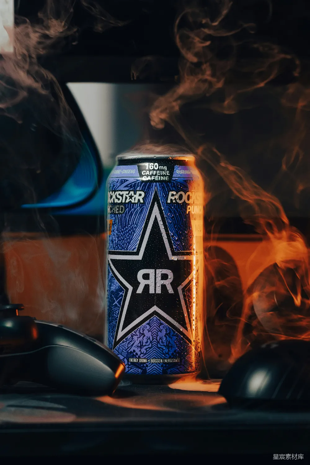 高清摄影 能量饮料 燃动风暴 Rockstar 烟雾效果 活力饮品 燃动风暴：Rockstar能量饮料
