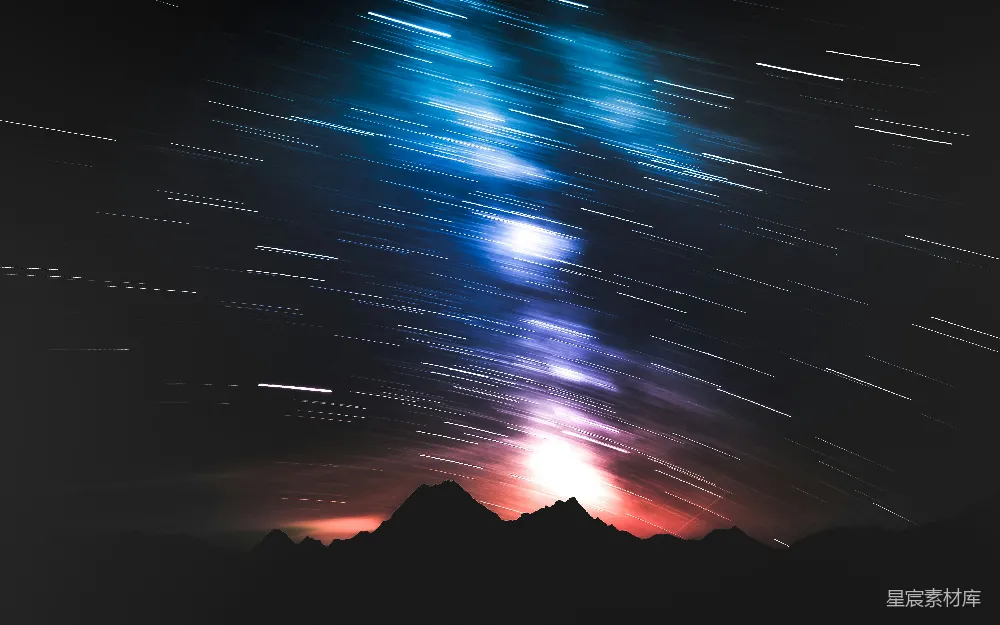 高清摄影 夜空 流星 山脉 梦幻 自然 流星划过山巅的夜空