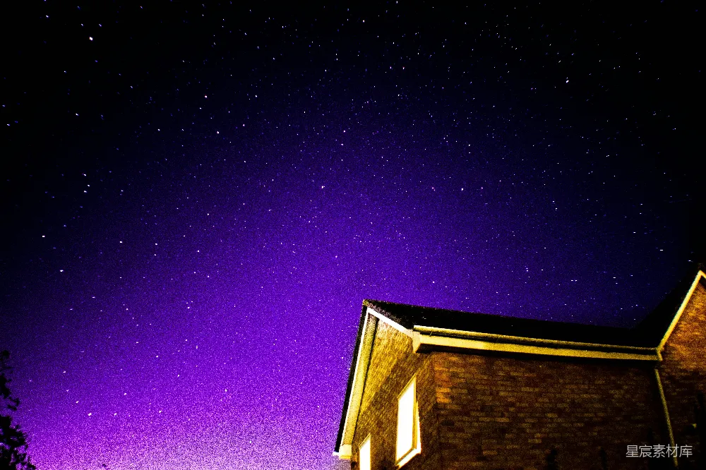 高清摄影 夜空 星空 建筑 宁静 自然 星空下的屋檐