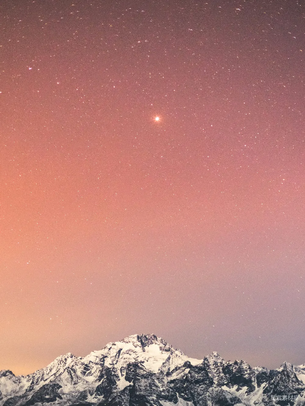 高清摄影 雪山 星空 自然美景 宁静 摄影 雪山下的星空
