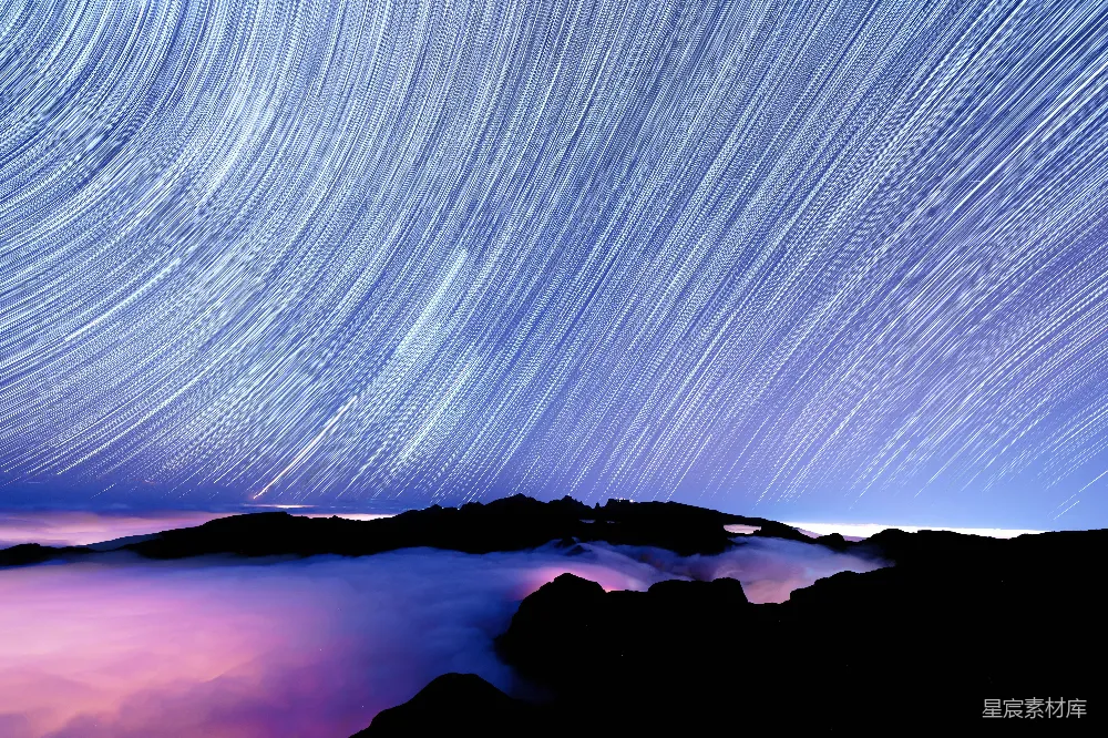 高清摄影 夜空 星轨 自然景观 摄影 星空 星河长卷：夜空下的自然奇观