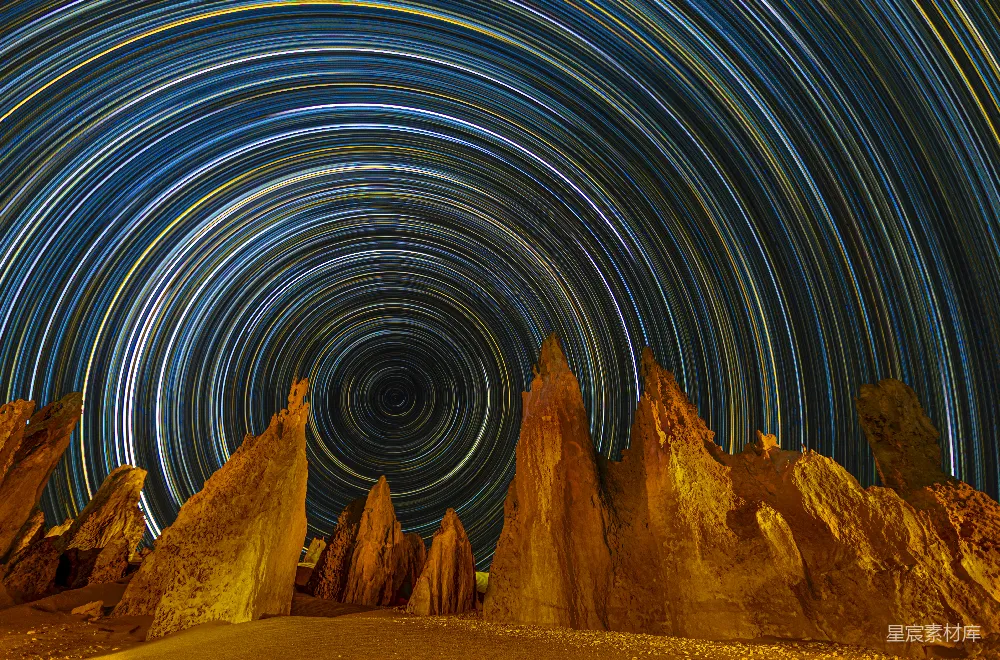 高清摄影 星空 星轨 岩石 自然 摄影 星轨下的岩石森林