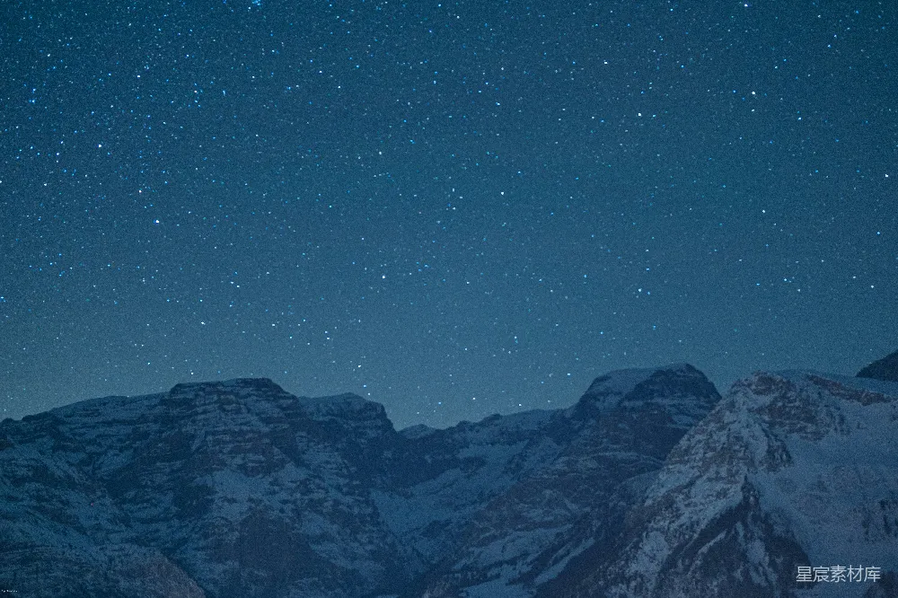 高清摄影 雪山 星空 夜景 自然风光 宁静 星空下的雪山