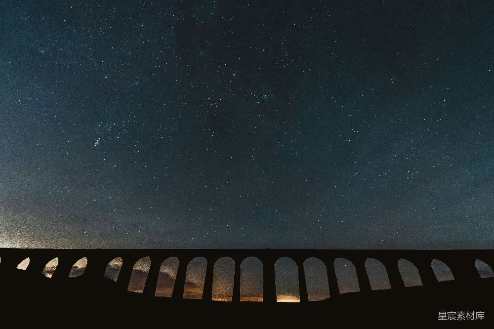 高清摄影 夜晚 星河 桥梁 宁静 自然 星空下的拱桥