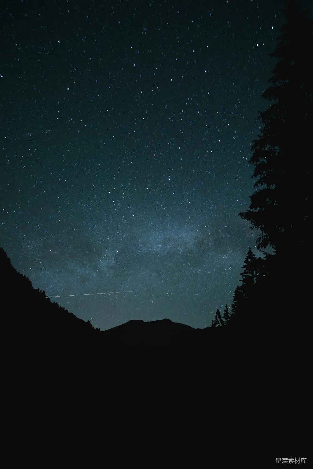 高清摄影 星空 自然 宁静 夜景 山林 夜空下的繁星点点
