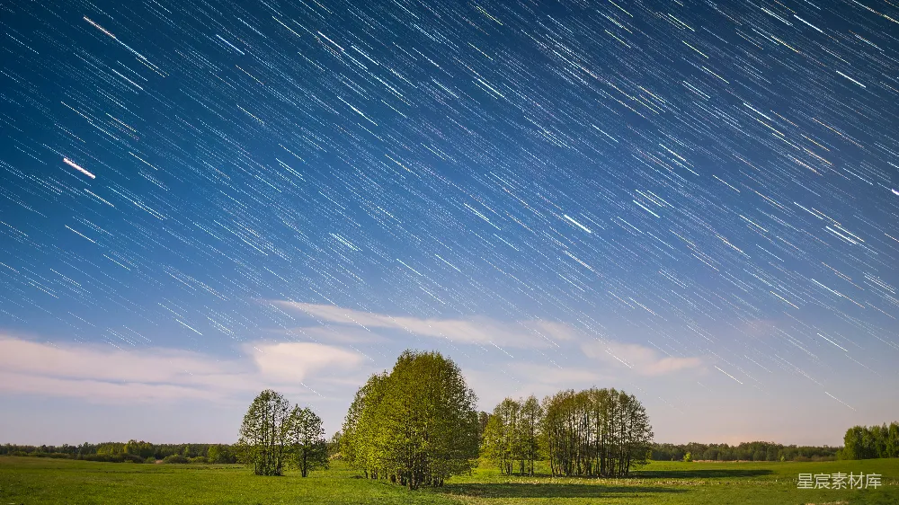 高清摄影 自然风光 夜景 宁静 星空 乡村 流星雨下的宁静田野