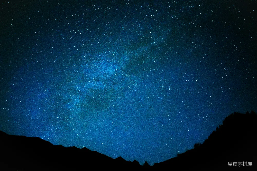高清摄影 星空 夜景 宁静 自然 风景 璀璨星空下的山影