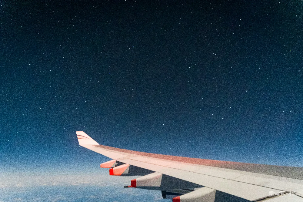 高清摄影 飞机 翅膀 夜空 旅行 自然 夜空中飞机的翅膀