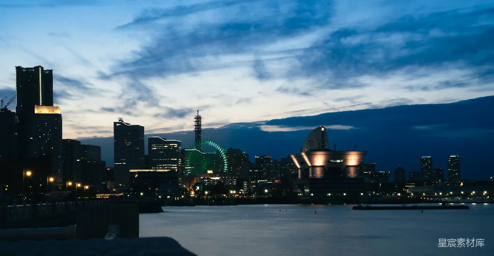 高清摄影 城市夜景 摩天轮 城市天际线 都市夜景 观光 夜幕下的摩天轮与城市天际线