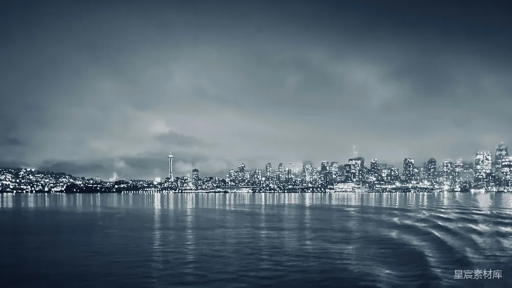 高清摄影 城市夜景 雾景 水边城市 都市风光 平静 雾中夜景：城市与水的交响