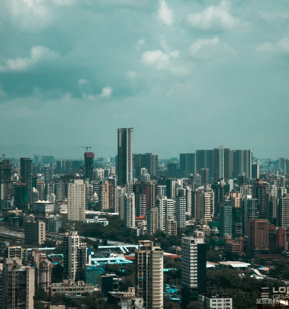 高清摄影 城市 建筑 天际线 现代 都市 蓝天下的城市全景