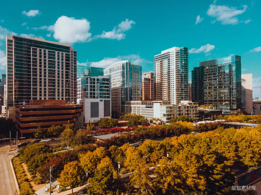 高清摄影 城市 秋天 高楼 自然 现代 秋日城市天际线