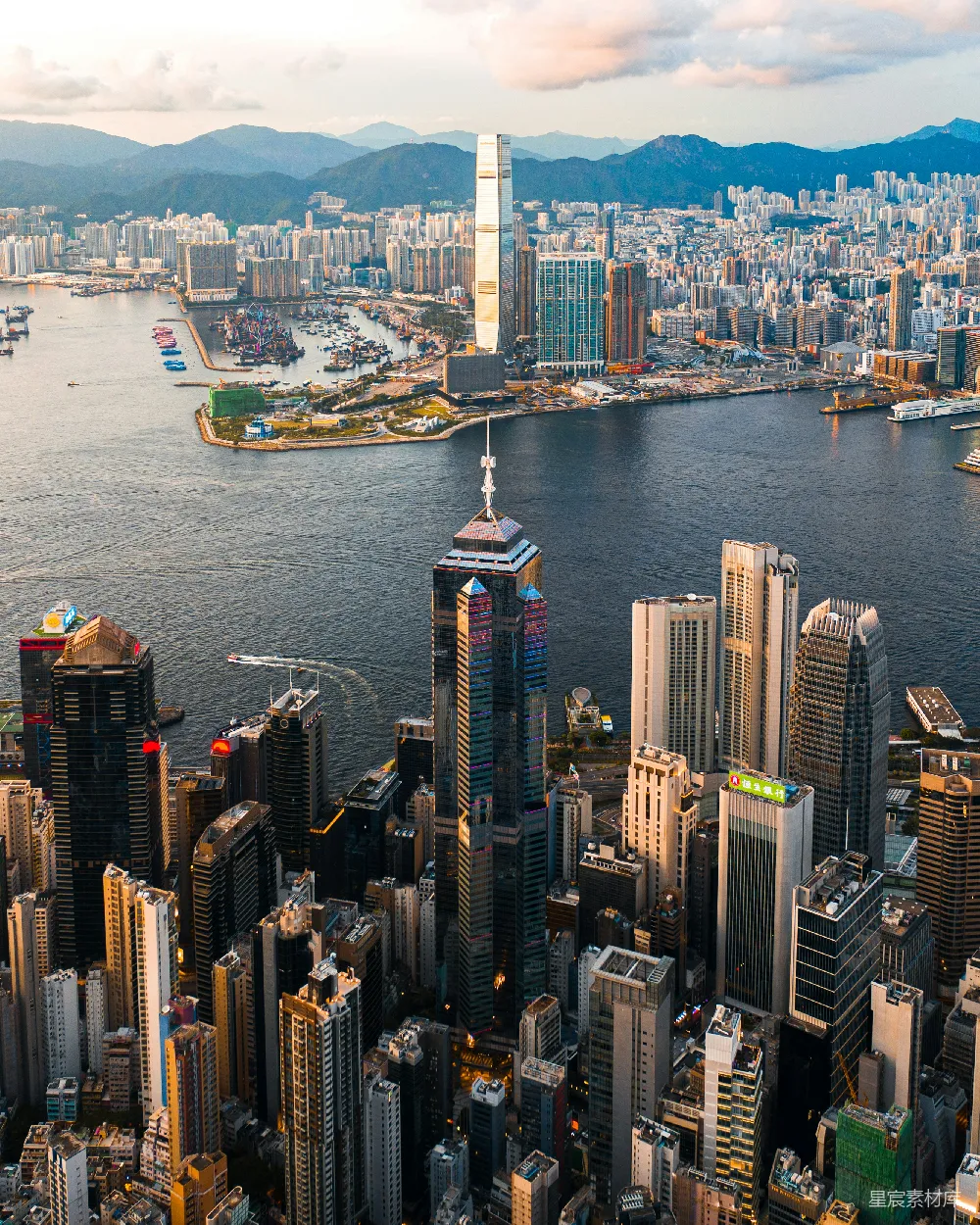 高清摄影 城市天际线 港湾 都市风光 日落 高楼大厦 维多利亚港的黄昏