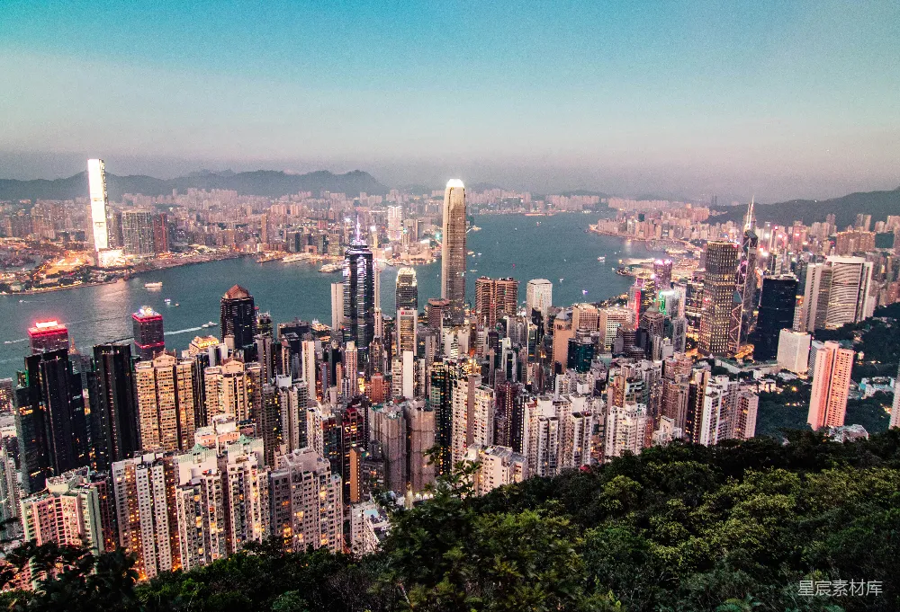 高清摄影 城市风光 香港 日落 都市 建筑 维多利亚港日落全景