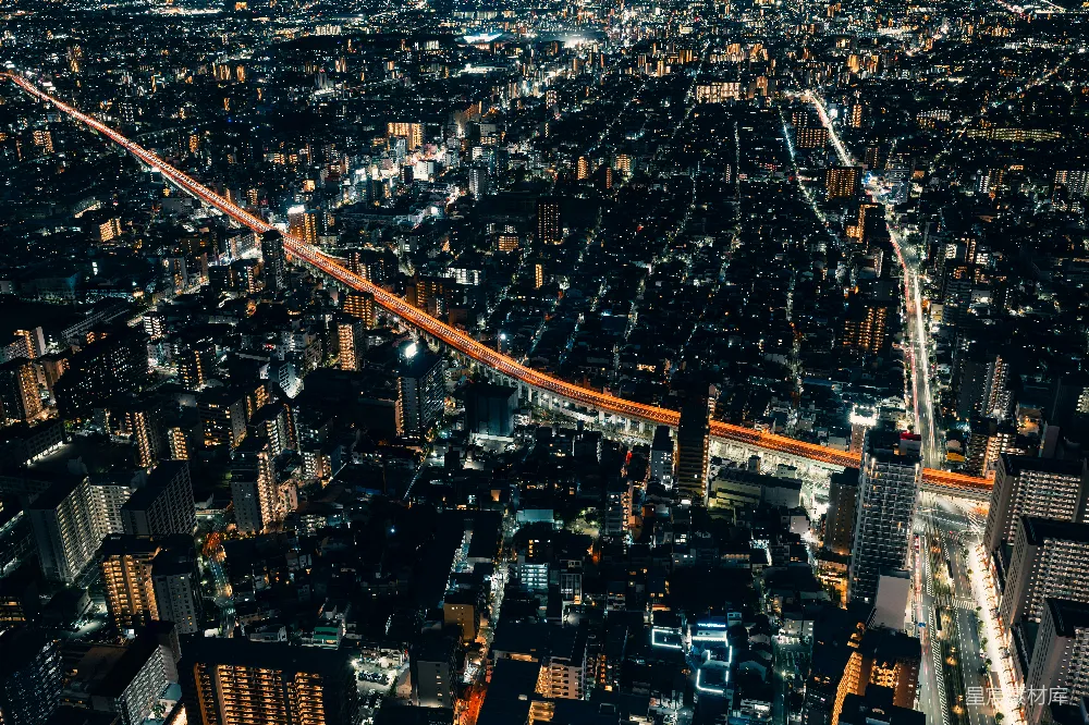 高清摄影 城市 夜景 航拍 建筑 交通 夜幕下的城市航拍