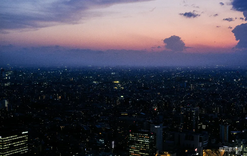 高清摄影 城市 日落 夜景 建筑 都市 日落时的城市全景