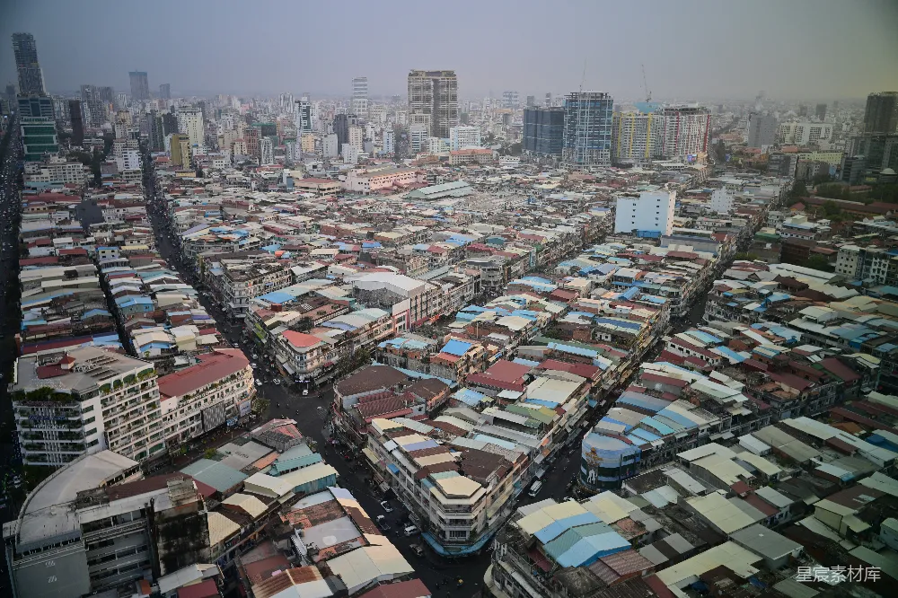 高清摄影 市场 城市 建筑 俯瞰 城市景观 繁忙的都市市场俯瞰图