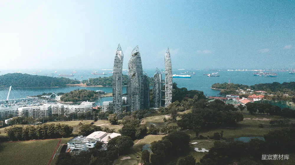 高清摄影 新加坡 城市景观 滨海湾金沙 建筑艺术 自然与城市融合 新加坡滨海湾金沙酒店俯瞰