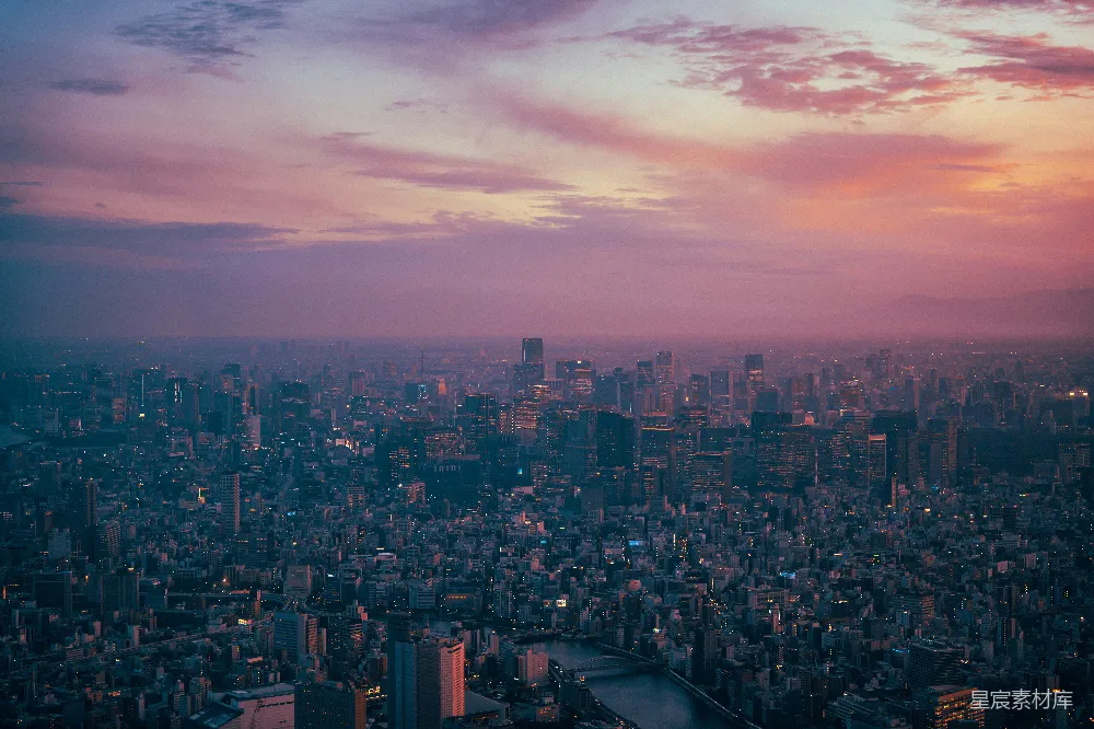 高清摄影 城市天际线 日落 东京 都市景观 城市风光 东京日落天际线