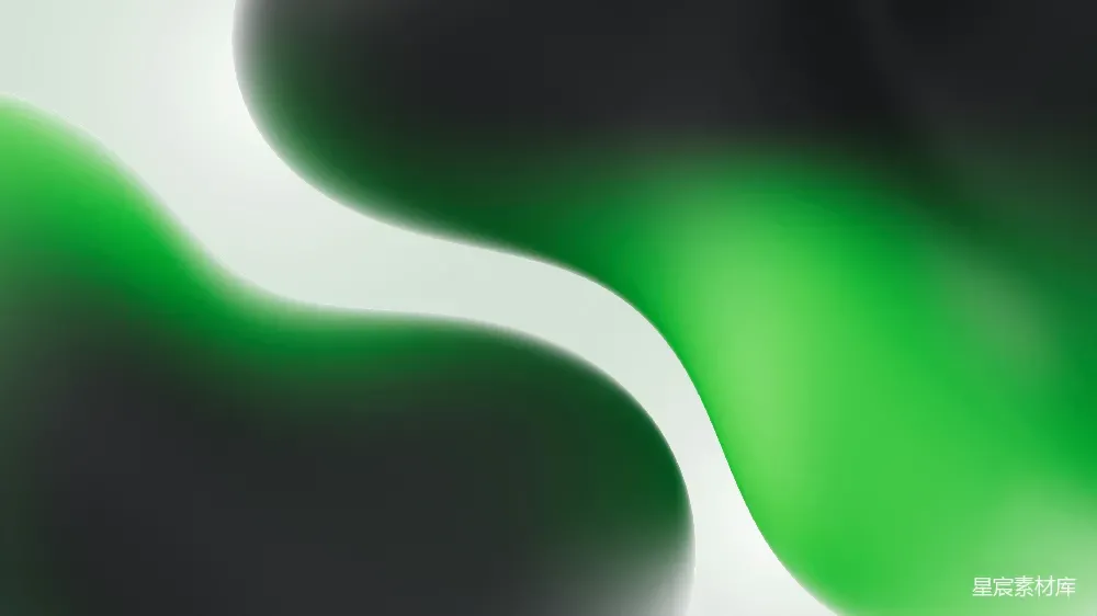 这张图片展示了流动的绿色曲线，背景是柔和的灰色渐变，给人一种宁静而富有动感的视觉体验。曲线的流畅与绿色的柔和相结合，营造出一种简约而现代的艺术美感。适合用作背景墙纸、海报设计或任何需要表现流畅与动感的场景。