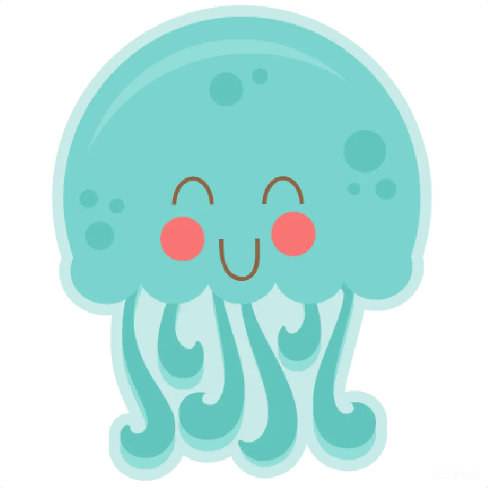 元素素材 海洋生物 卡通风格 儿童素材 可爱海蜇贴纸