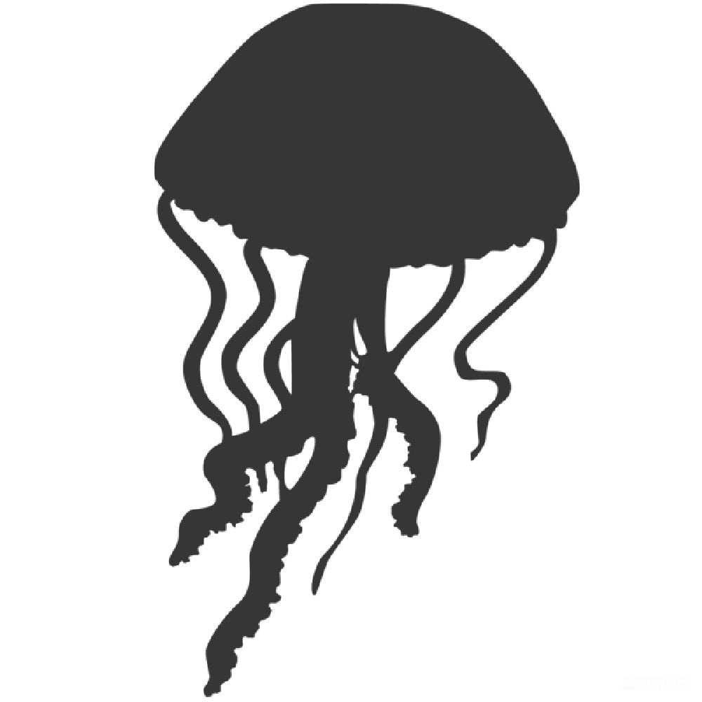 元素素材 海洋生物 黑白色调 艺术设计 水母剪影