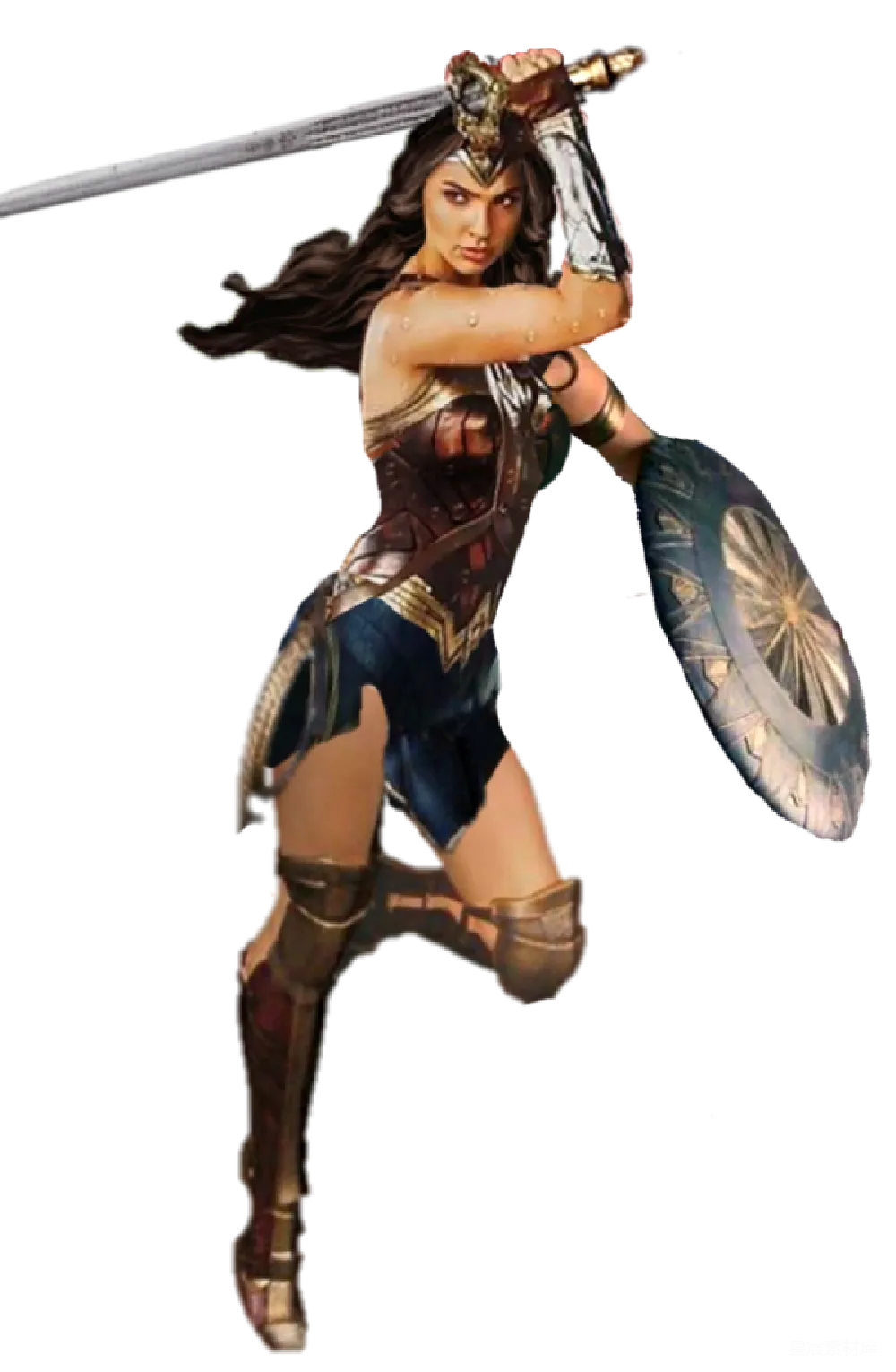 元素素材 动漫角色 战斗场景 女性角色 女战士持剑盾