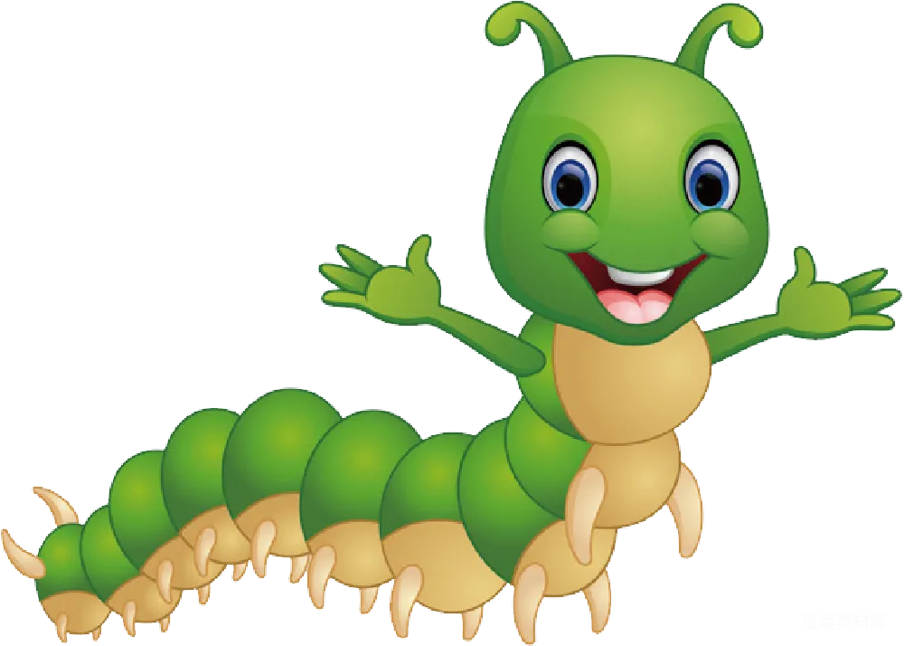 元素素材 毛毛虫 卡通 儿童插画 可爱的毛毛虫卡通插图