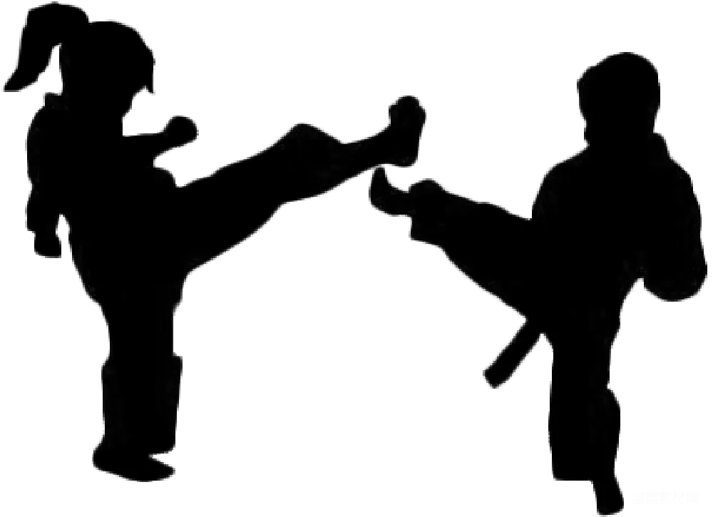 元素素材 武术 黑白 对抗 武术对战剪影