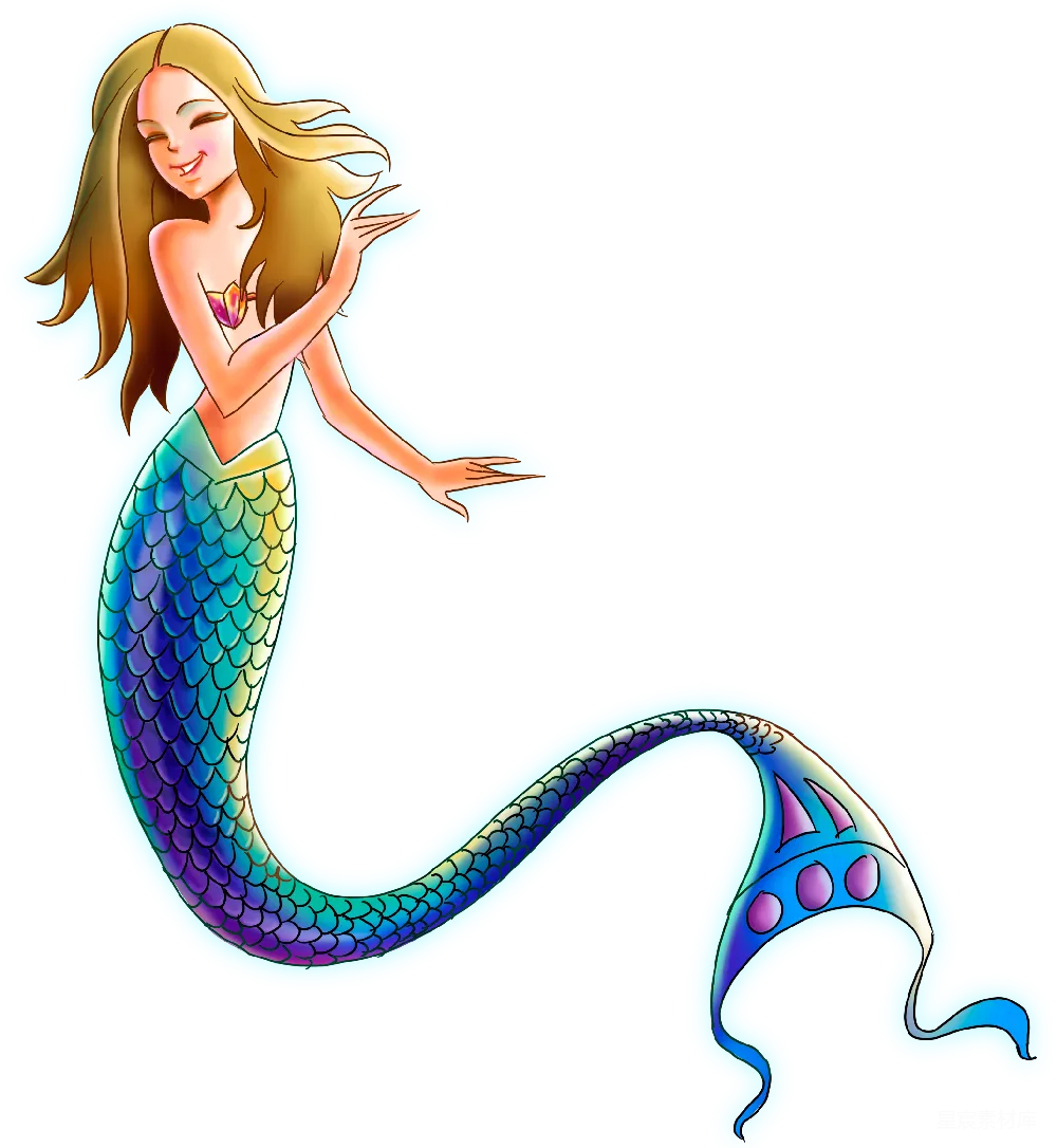 元素素材 卡通 海洋 插画 可爱海妖插画