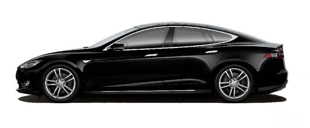 元素素材 汽车 特斯拉 现代 黑色特斯拉Model S侧面视图