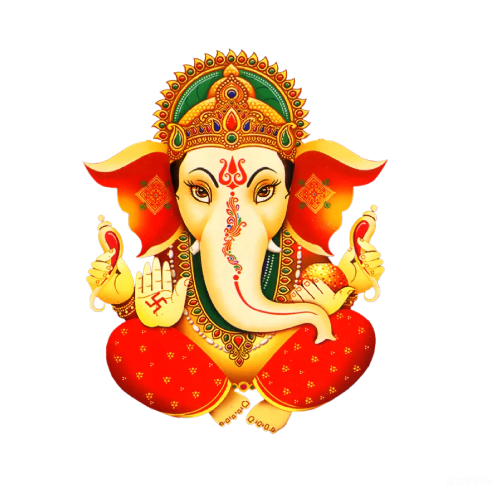 元素素材 印度教艺术 象头神Ganesha 宗教插画 印度教神祇象头神Ganesha插画艺术