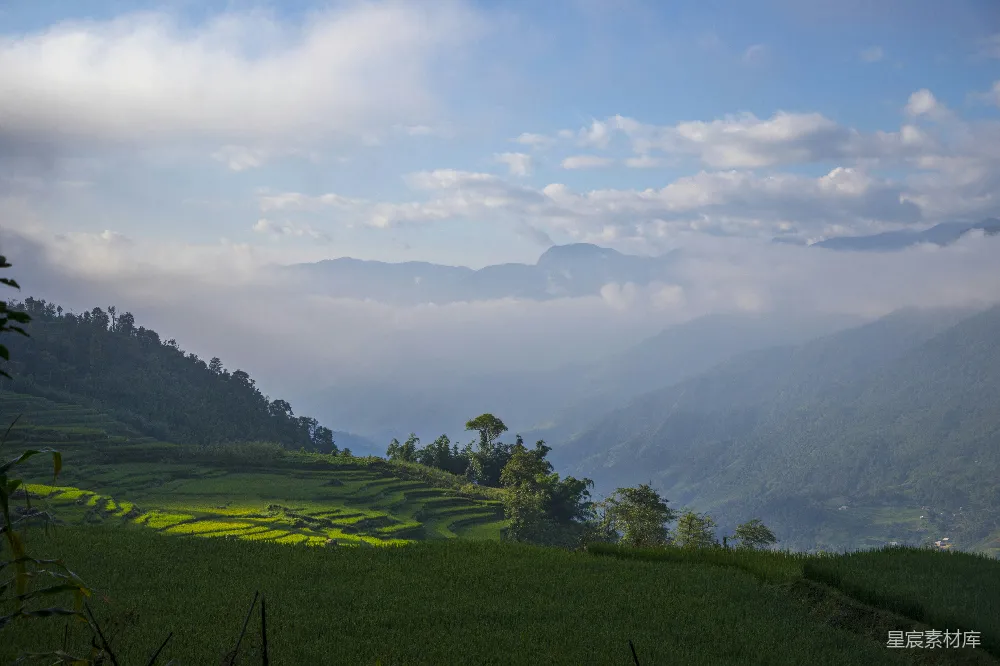 高清摄影  有树和山的山谷