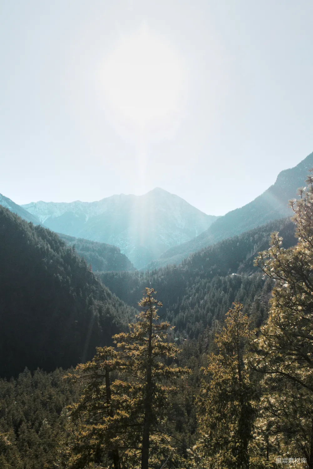 高清摄影  前景中的一片山峦景色
