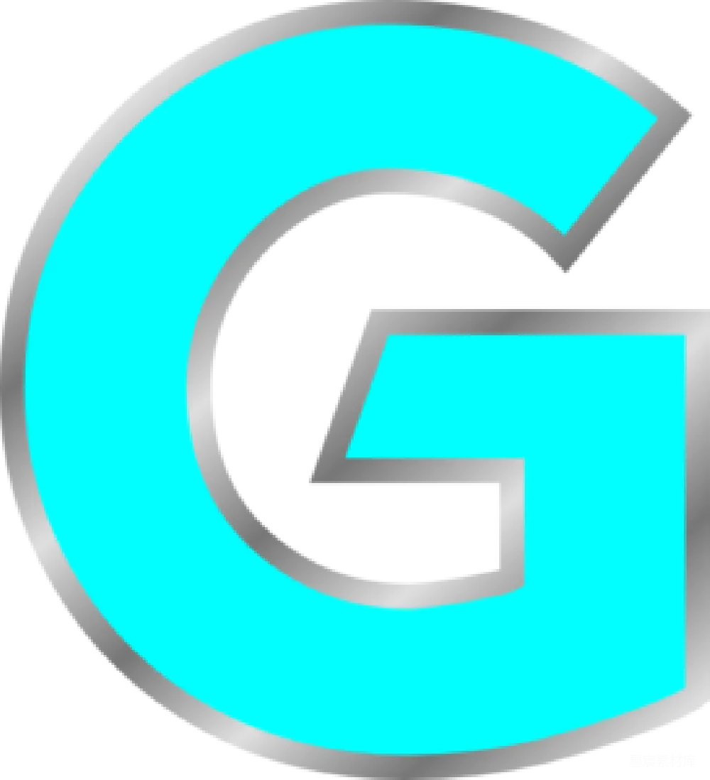 元素素材 图标 金属风格 字母 蓝色金属风格字母G图标