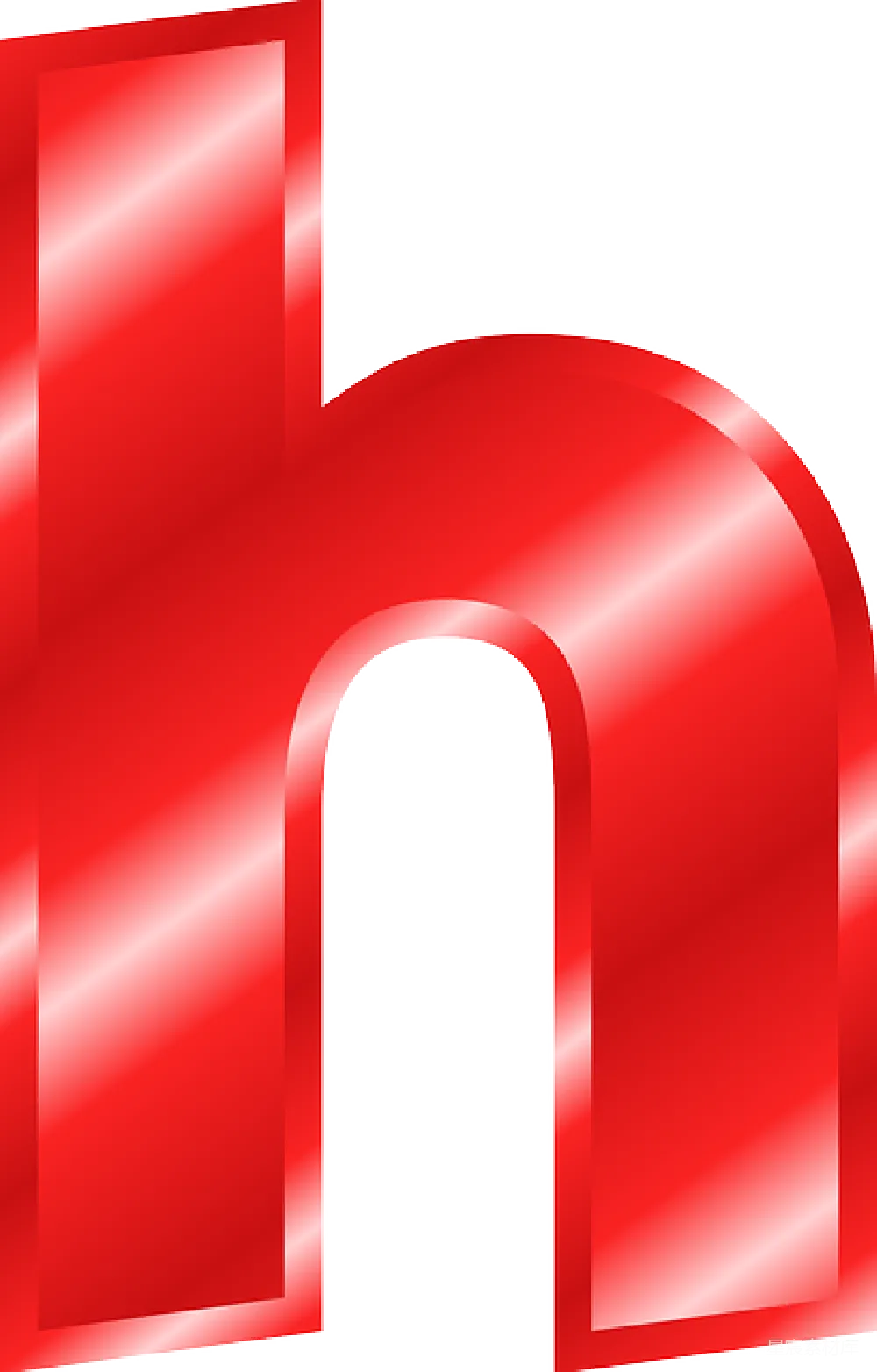 元素素材 字母 艺术 现代 红色光滑字母H